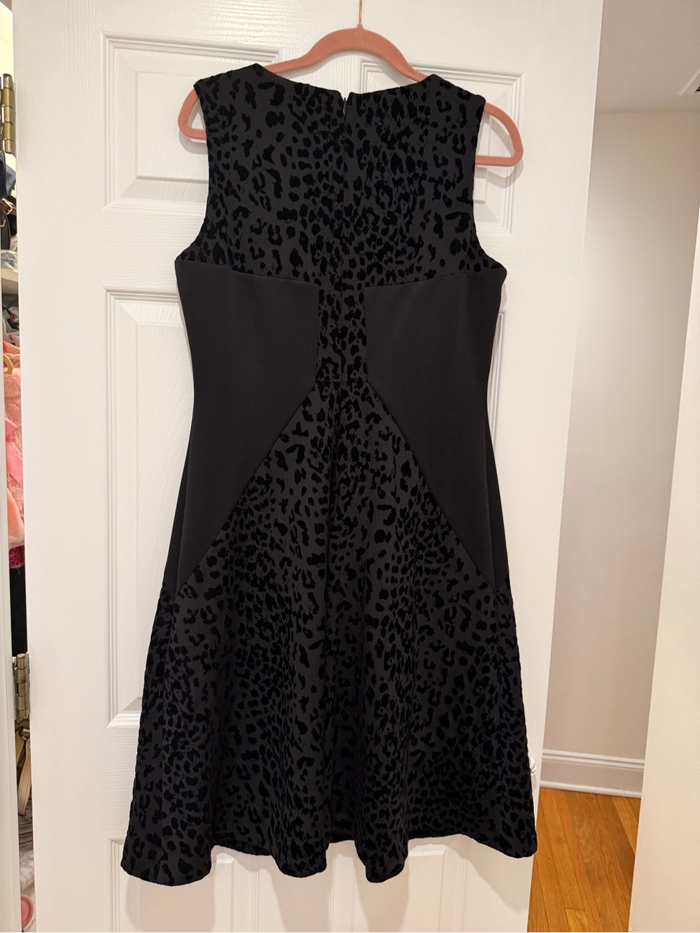 Karl Lagerfeld Black Sleeveless Panelled Leopard-Print Midi Dress